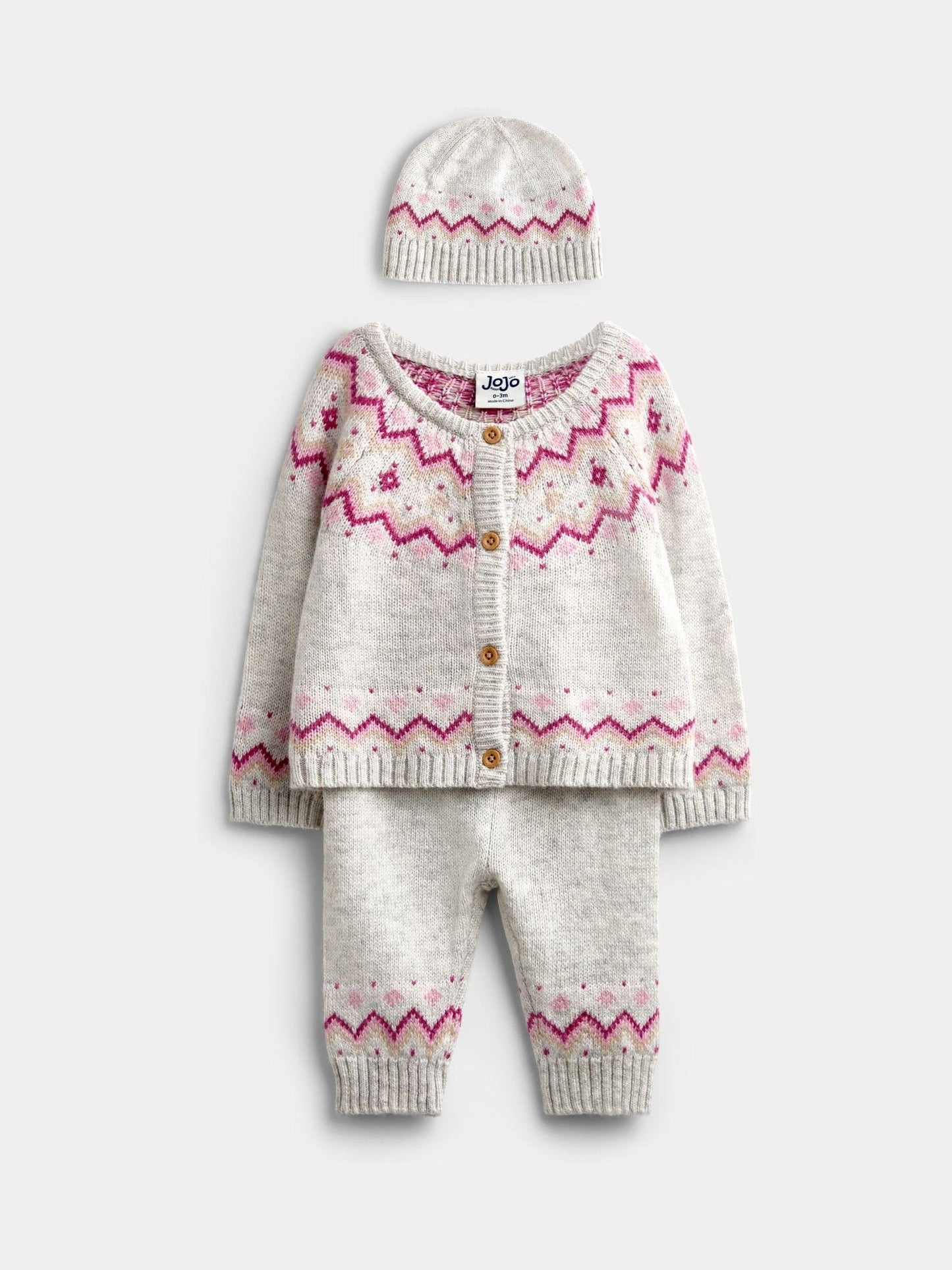 Dsiney Kidz - JoJo Maman Bébé Light Grey 3-Piece Fairisle Knit Set image 1