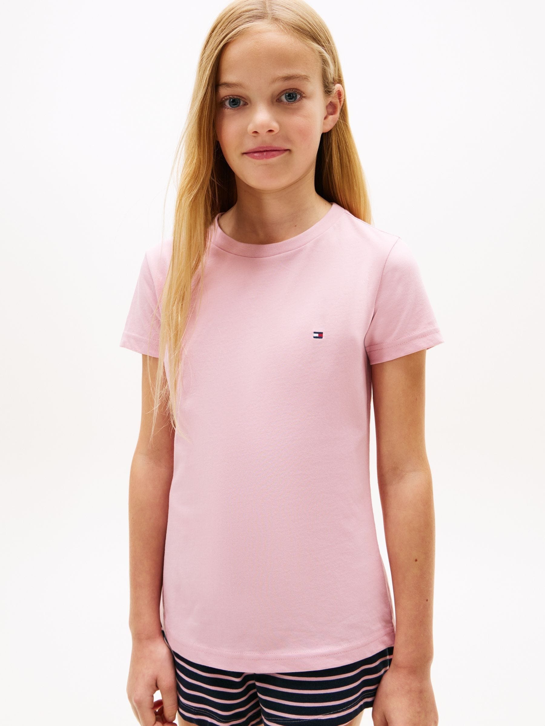 Dsiney Kidz - Tommy Hilfiger Pink Signature Crew Neck T-Shirts 2 Pack image 3