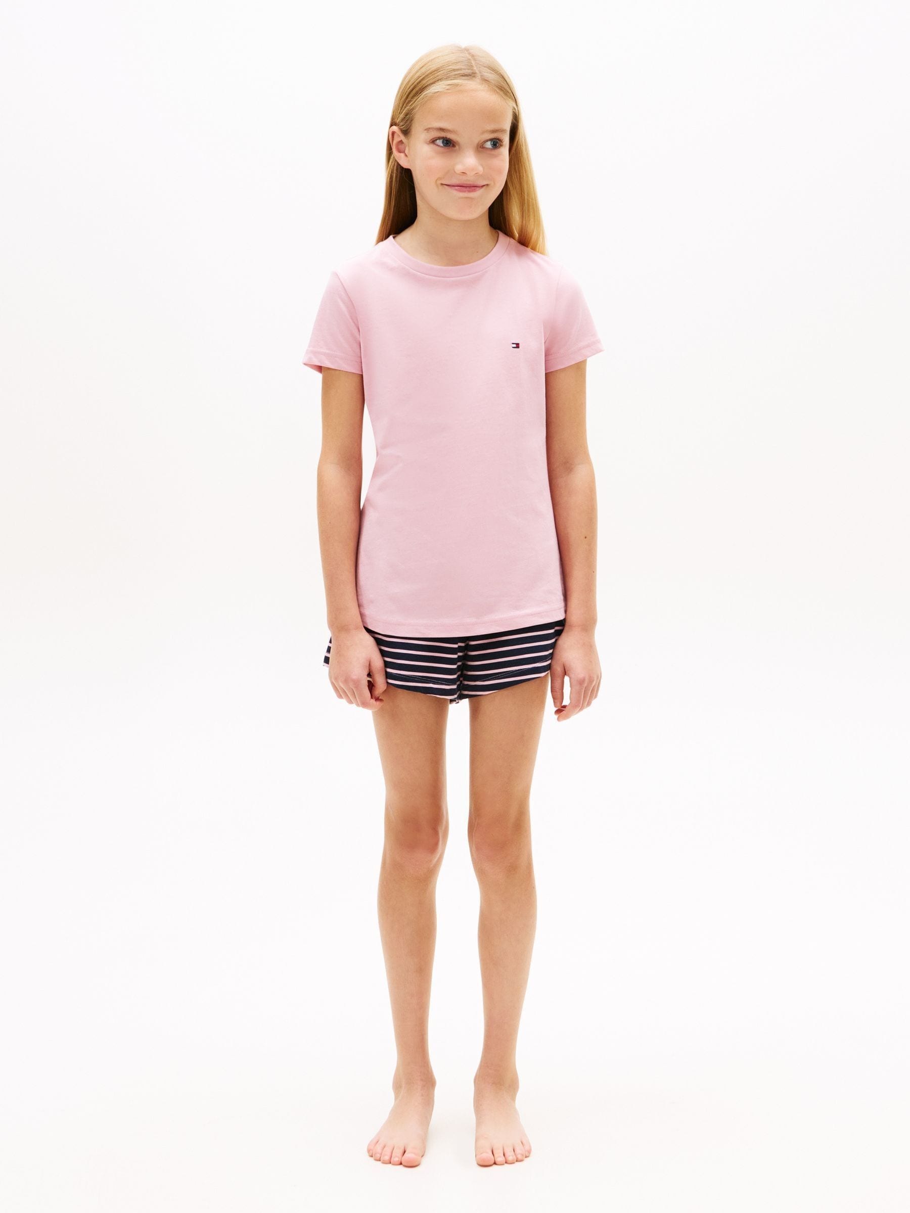 Dsiney Kidz - Tommy Hilfiger Pink Signature Crew Neck T-Shirts 2 Pack image 4