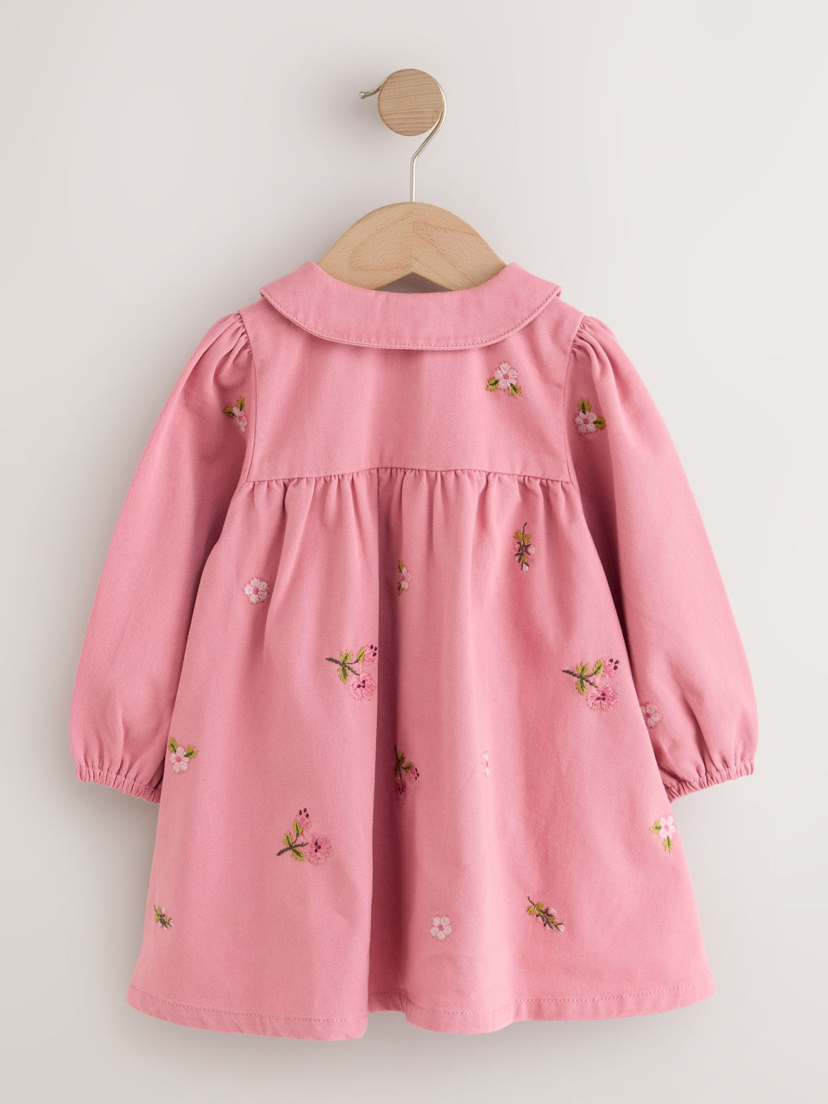 Dusky Pink Embroidered Long Sleeve Twill Dress (3mths-8yrs) - image 7