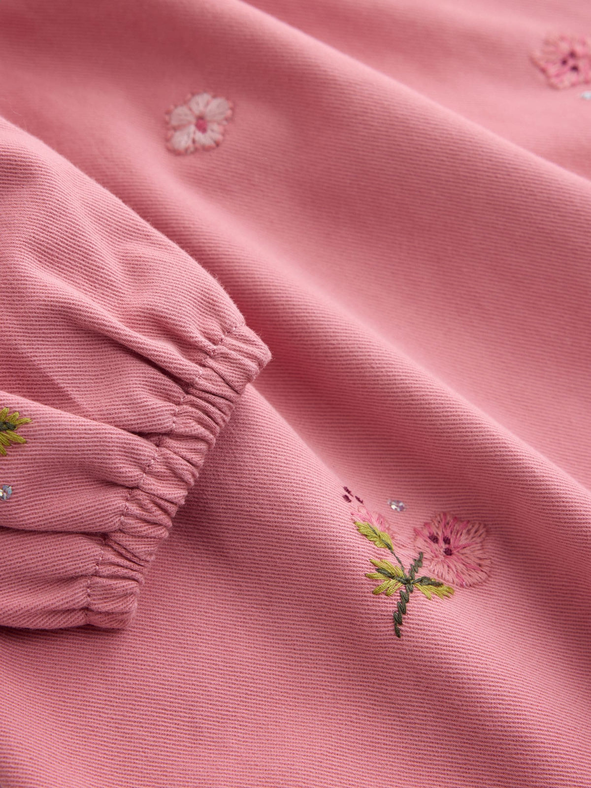 Dusky Pink Embroidered Long Sleeve Twill Dress (3mths-8yrs) - image 9