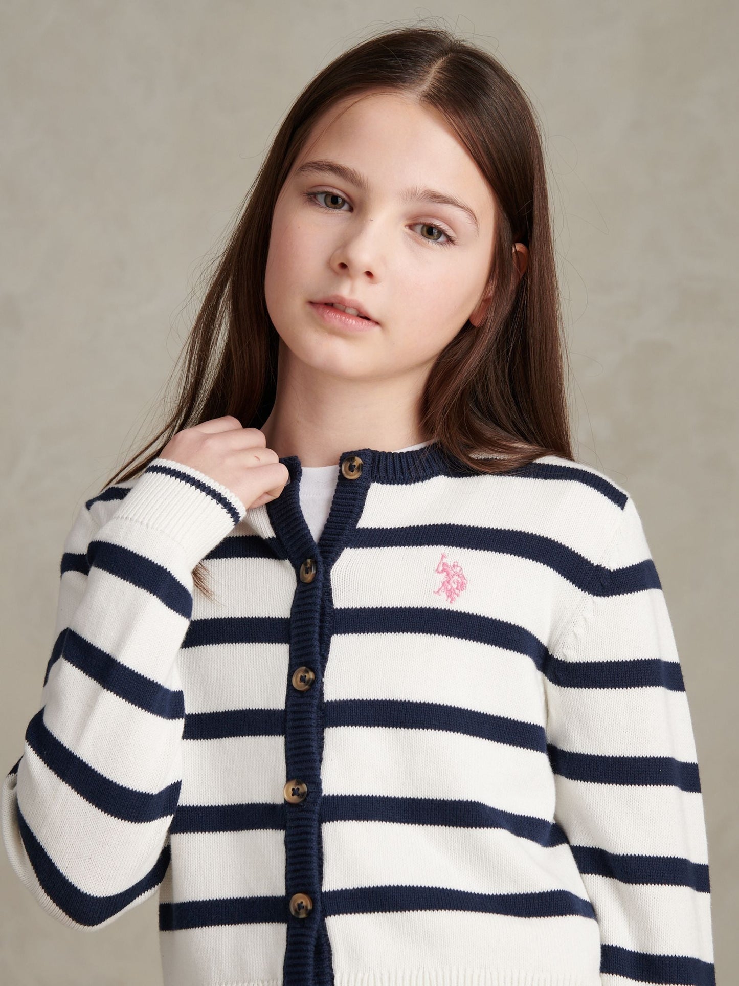 Dsiney Kidz - U.S. Polo Assn White Striped Knit Cardigan image 2