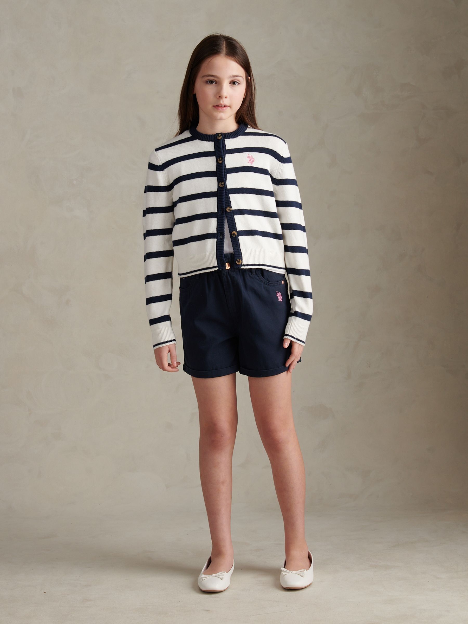 Dsiney Kidz - U.S. Polo Assn White Striped Knit Cardigan image 3