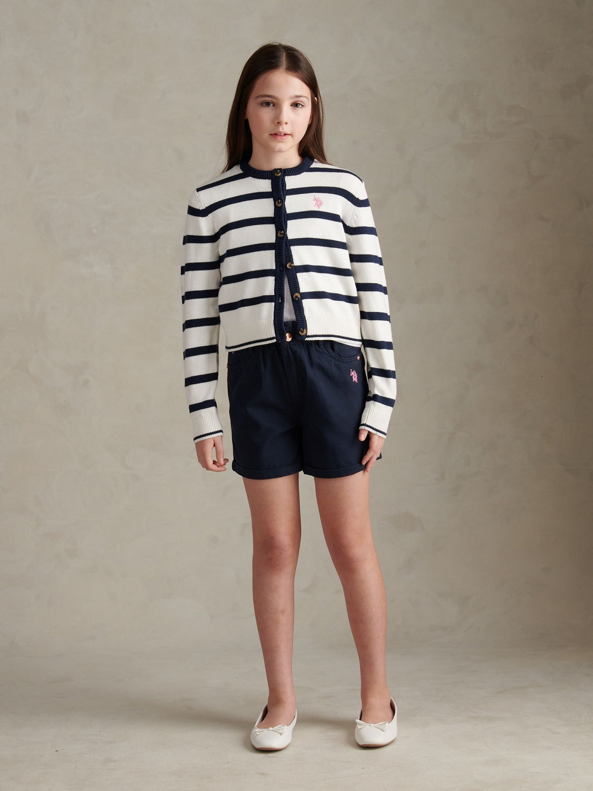 Dsiney Kidz - U.S. Polo Assn White Striped Knit Cardigan image 3
