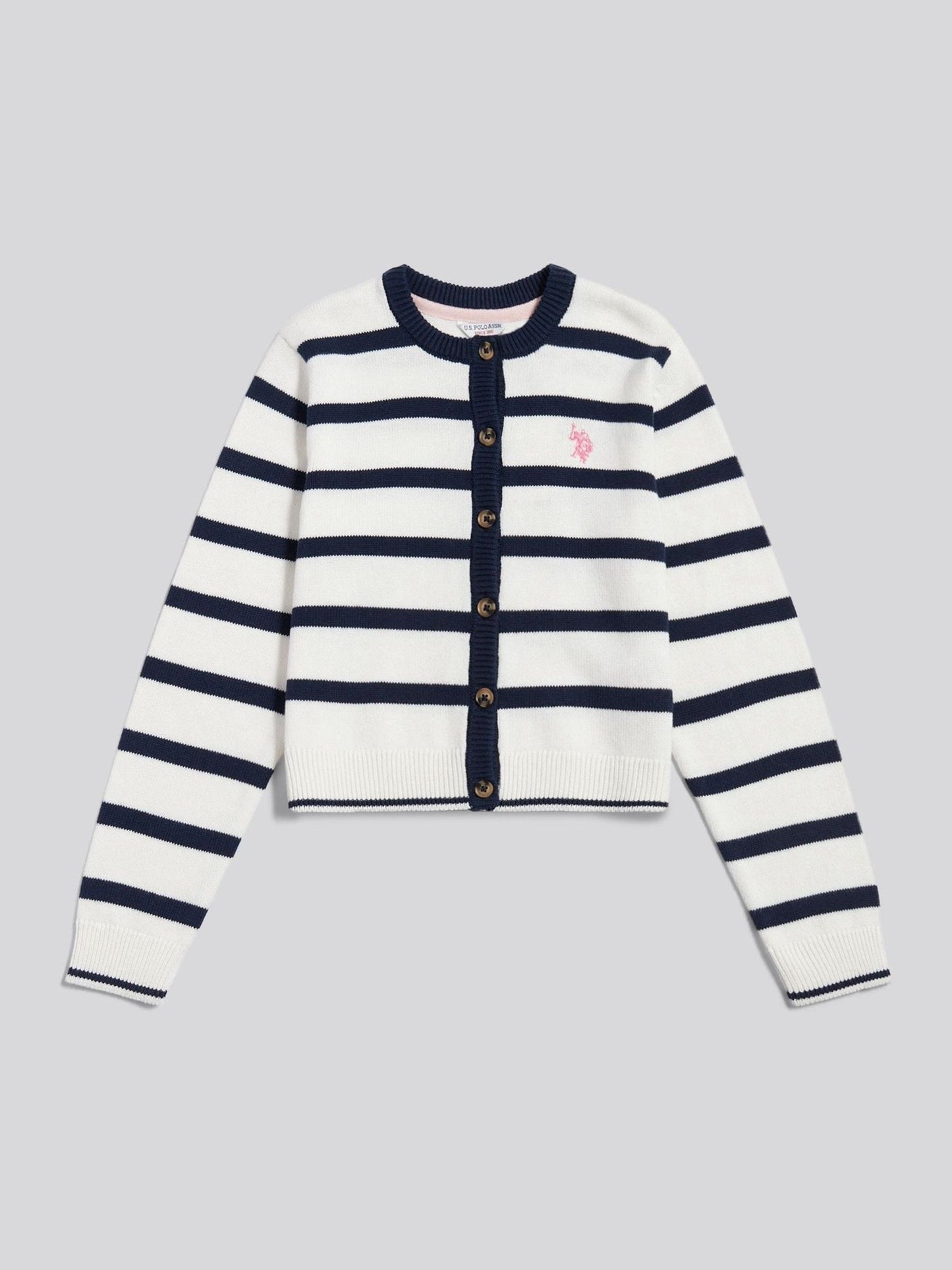Dsiney Kidz - U.S. Polo Assn White Striped Knit Cardigan image 5