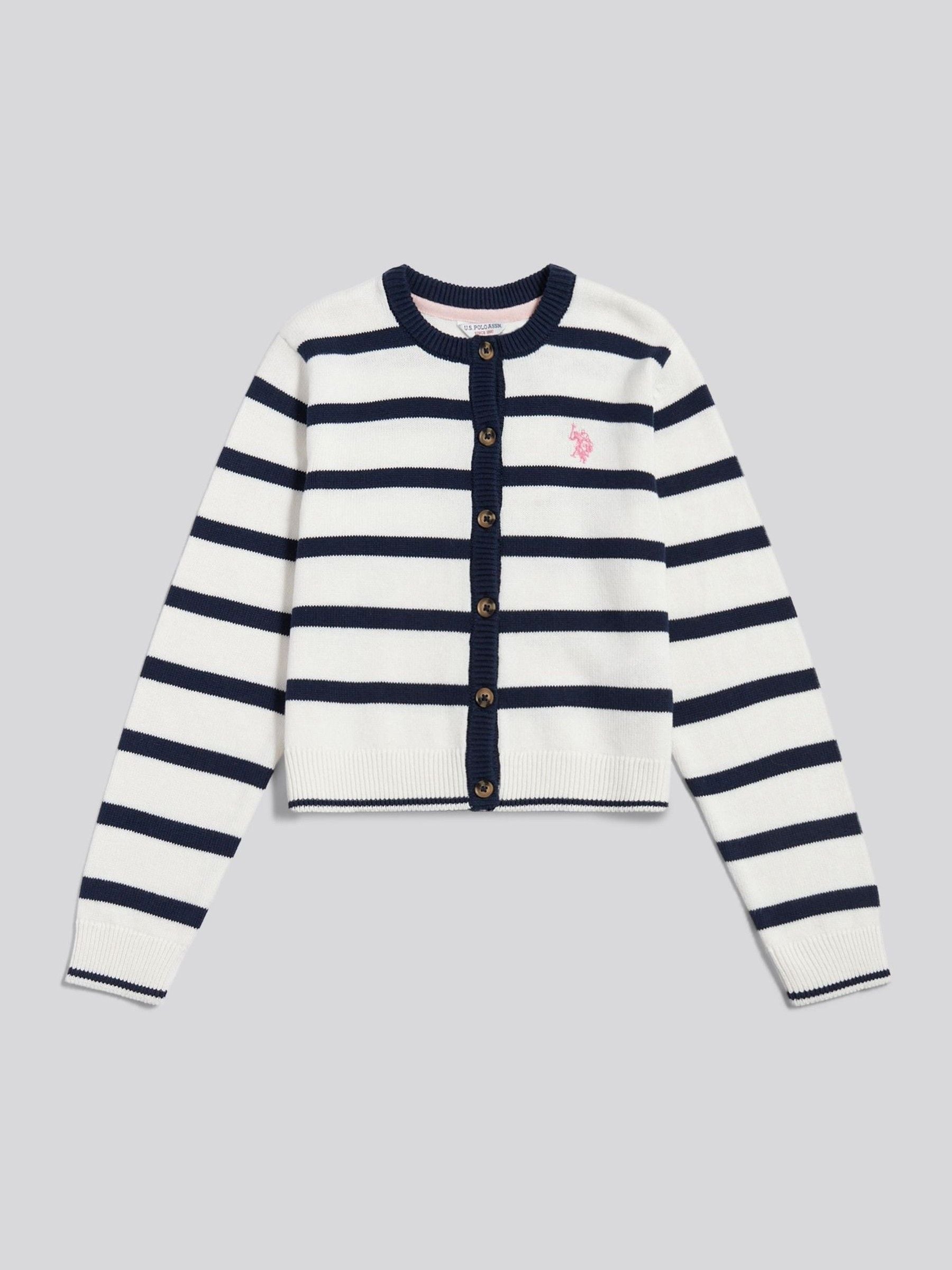 Dsiney Kidz - U.S. Polo Assn White Striped Knit Cardigan image 5