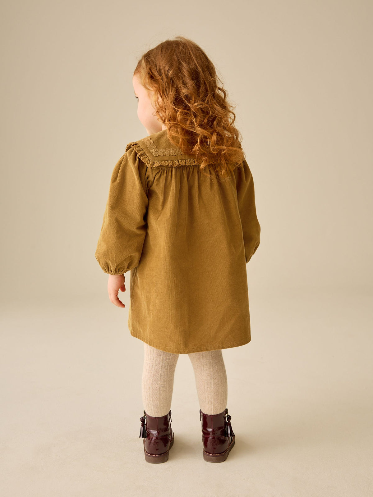Dsiney Kidz - Mustard Yellow Collar Detail Long Sleeve Cord Dress (3mths-8yrs) image 3