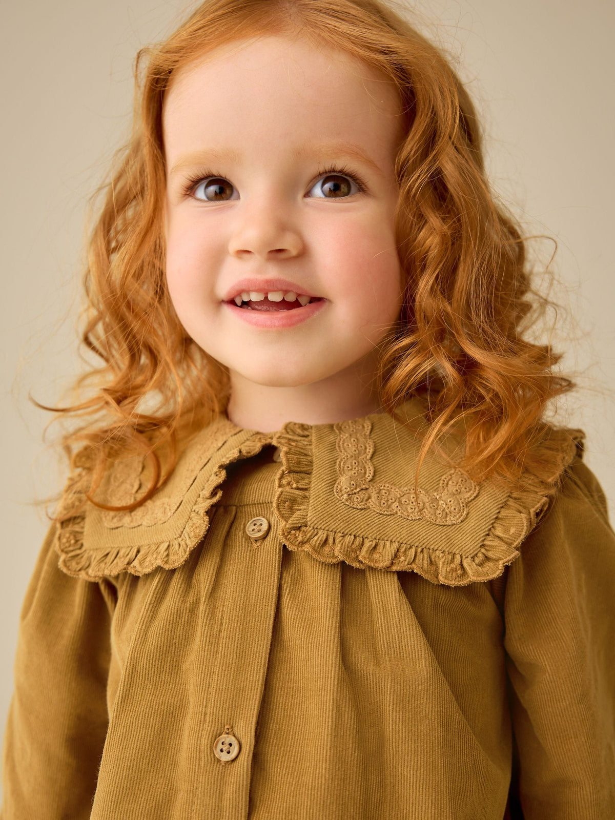 Dsiney Kidz - Mustard Yellow Collar Detail Long Sleeve Cord Dress (3mths-8yrs) image 4