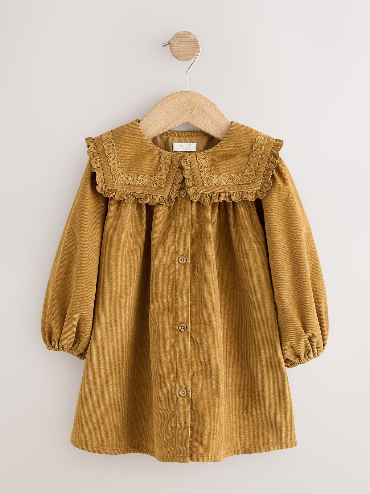 Dsiney Kidz - Mustard Yellow Collar Detail Long Sleeve Cord Dress (3mths-8yrs) image 5
