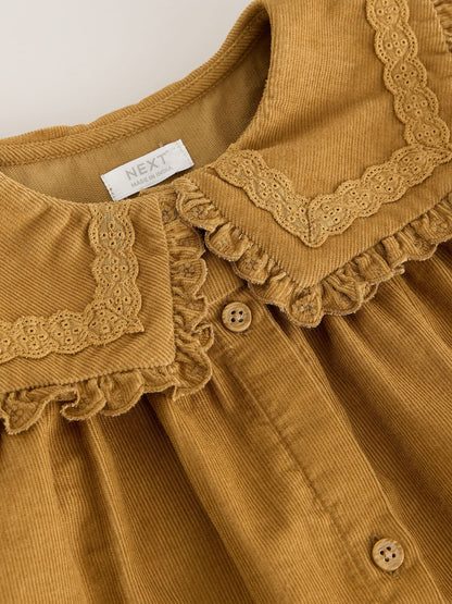 Dsiney Kidz - Mustard Yellow Collar Detail Long Sleeve Cord Dress (3mths-8yrs) image 8