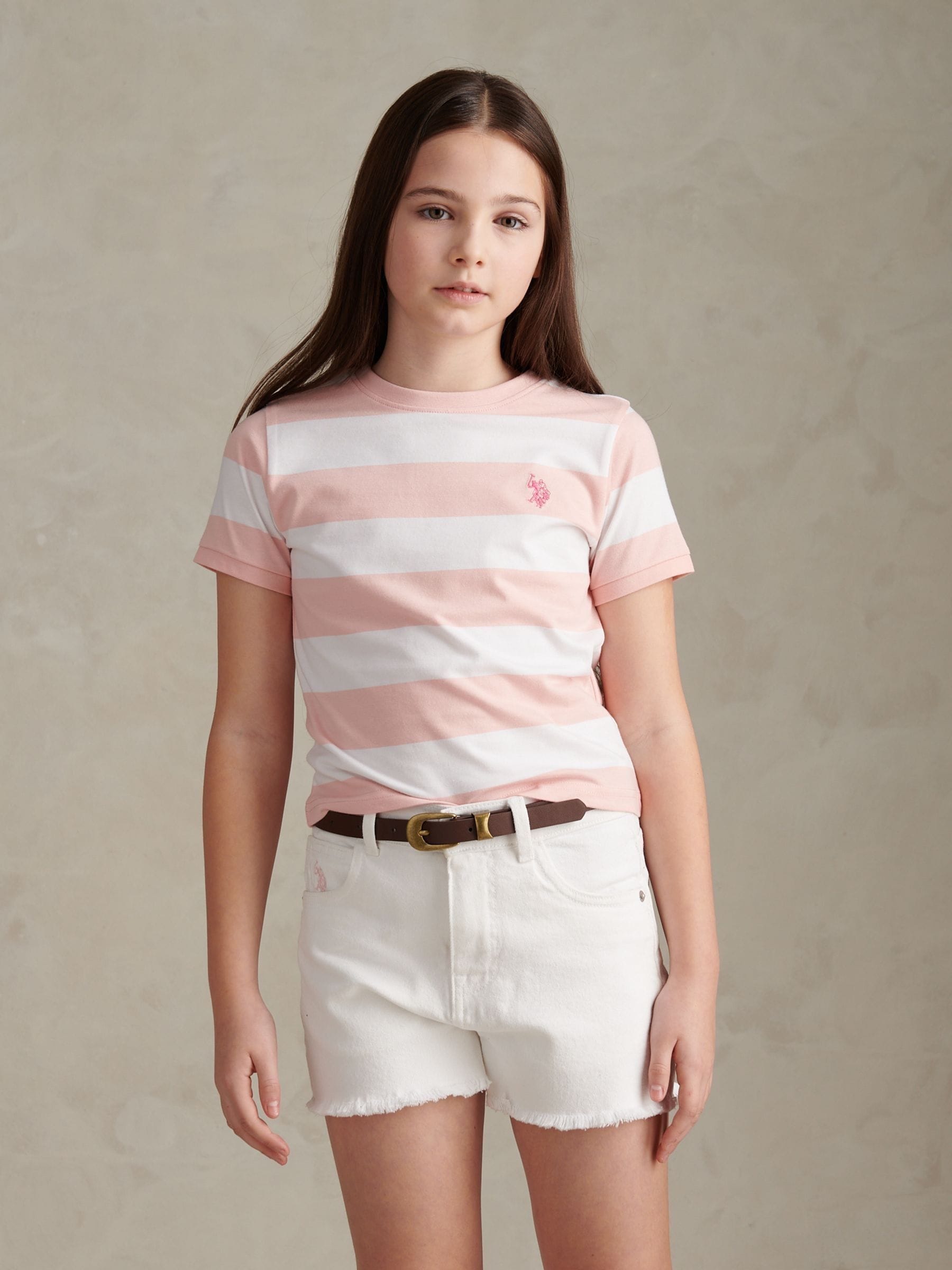 Dsiney Kidz - U.S. Polo Assn Pink Stripe Logo T-Shirt image 1