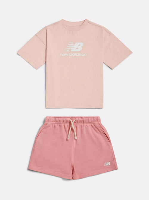 Dsiney Kidz - New Balance Pink Stacked Logo T-Shirt & Shorts Set image 1
