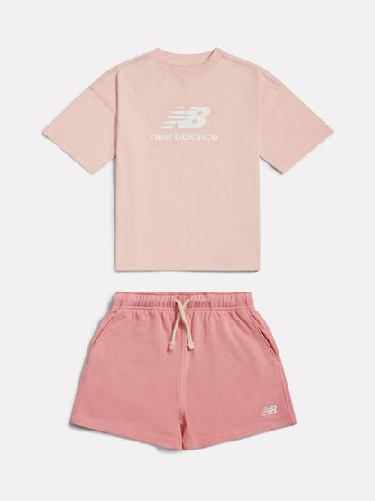 Dsiney Kidz - New Balance Pink Stacked Logo T-Shirt & Shorts Set image 1