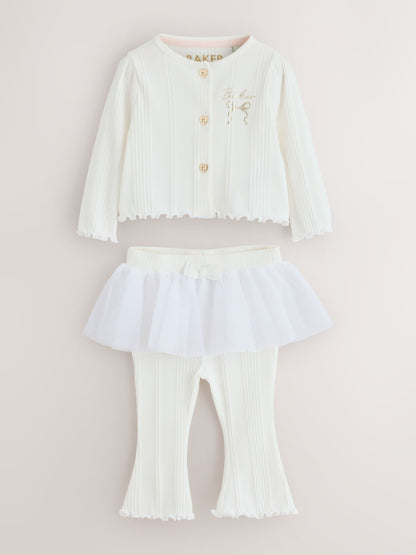 Dsiney Kidz - Baker by Ted Baker Cream 2 Piece Mesh Tutu Top & Flare Leggings Set image 1