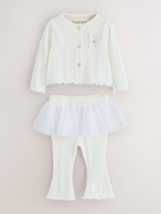 Dsiney Kidz - Baker by Ted Baker Cream 2 Piece Mesh Tutu Top & Flare Leggings Set image 1