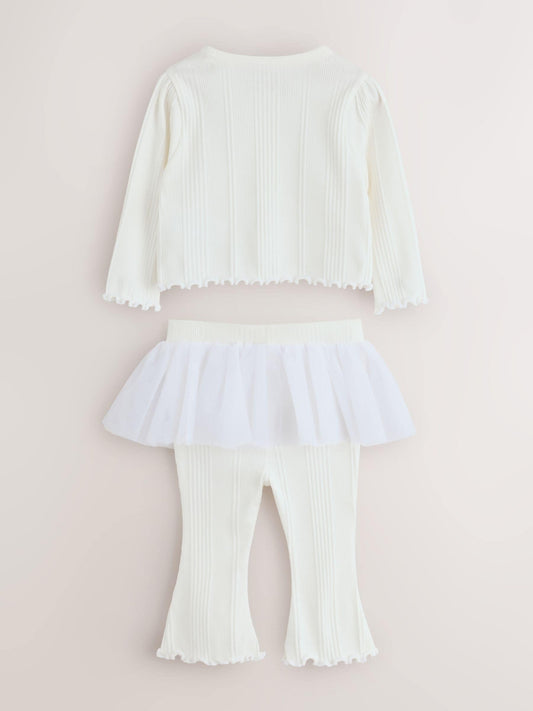 Dsiney Kidz - Baker by Ted Baker Cream 2 Piece Mesh Tutu Top & Flare Leggings Set image 2