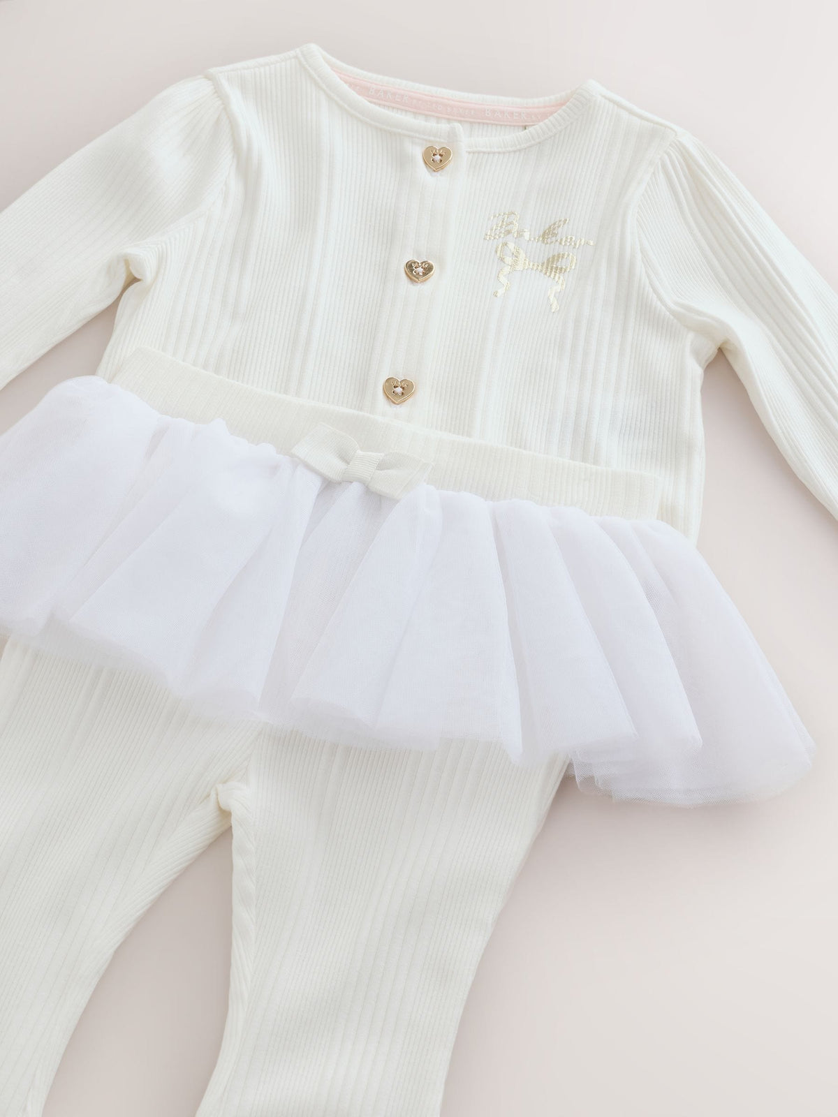 Dsiney Kidz - Baker by Ted Baker Cream 2 Piece Mesh Tutu Top & Flare Leggings Set image 3