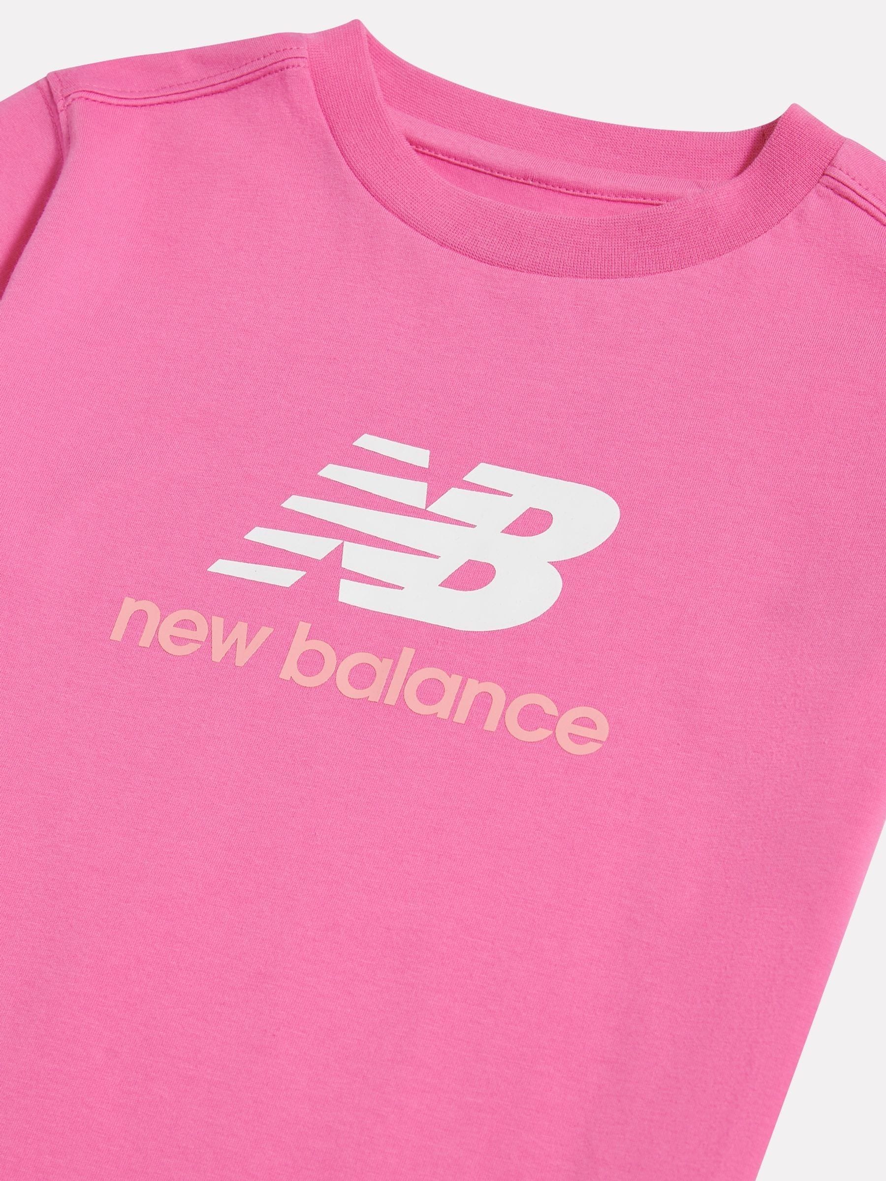 Dsiney Kidz - New Balance Pink Stacked Logo T-Shirt image 3