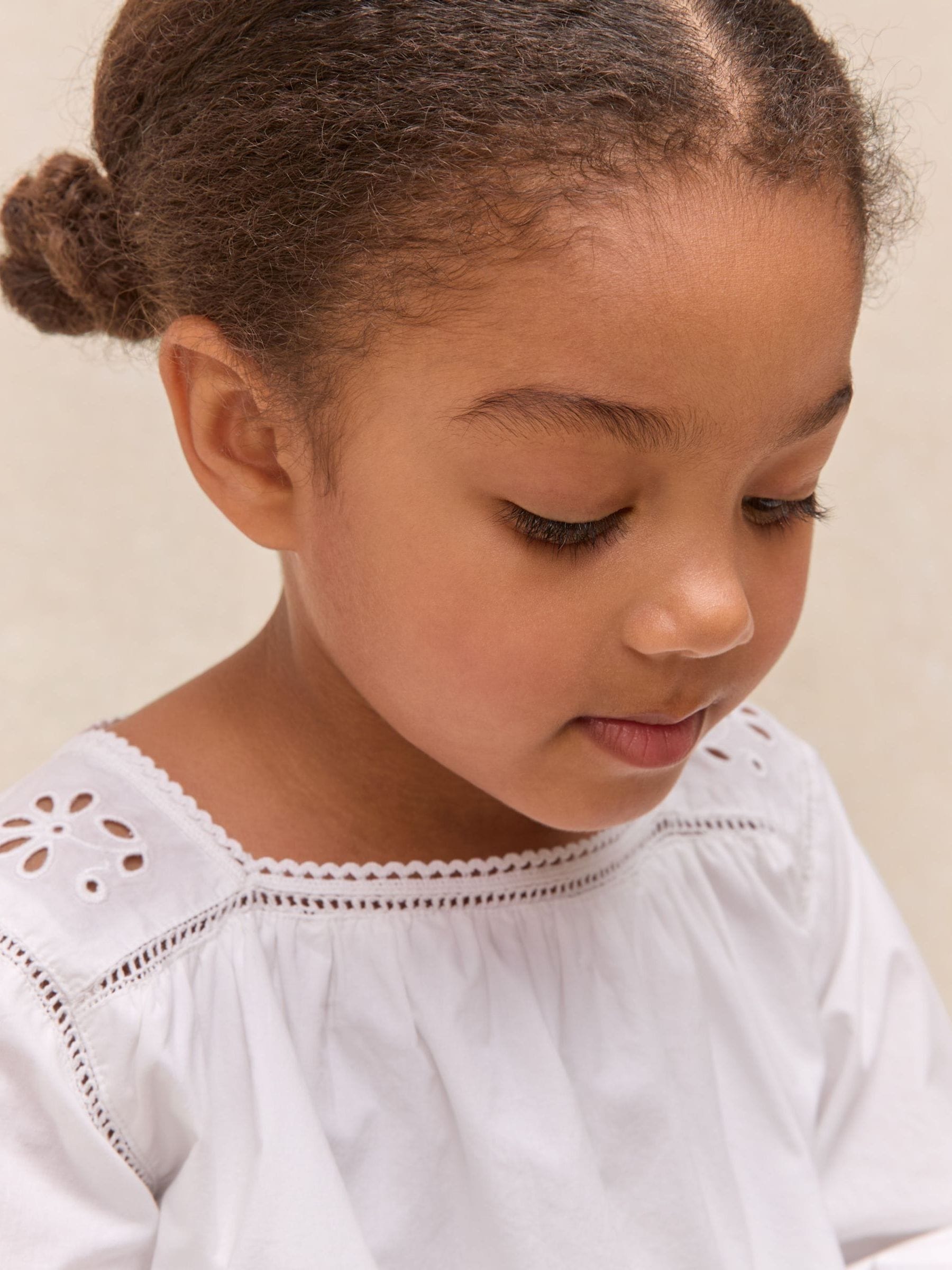 The White Company White Cotton Embroidered Blouse & Trousers Set image 4