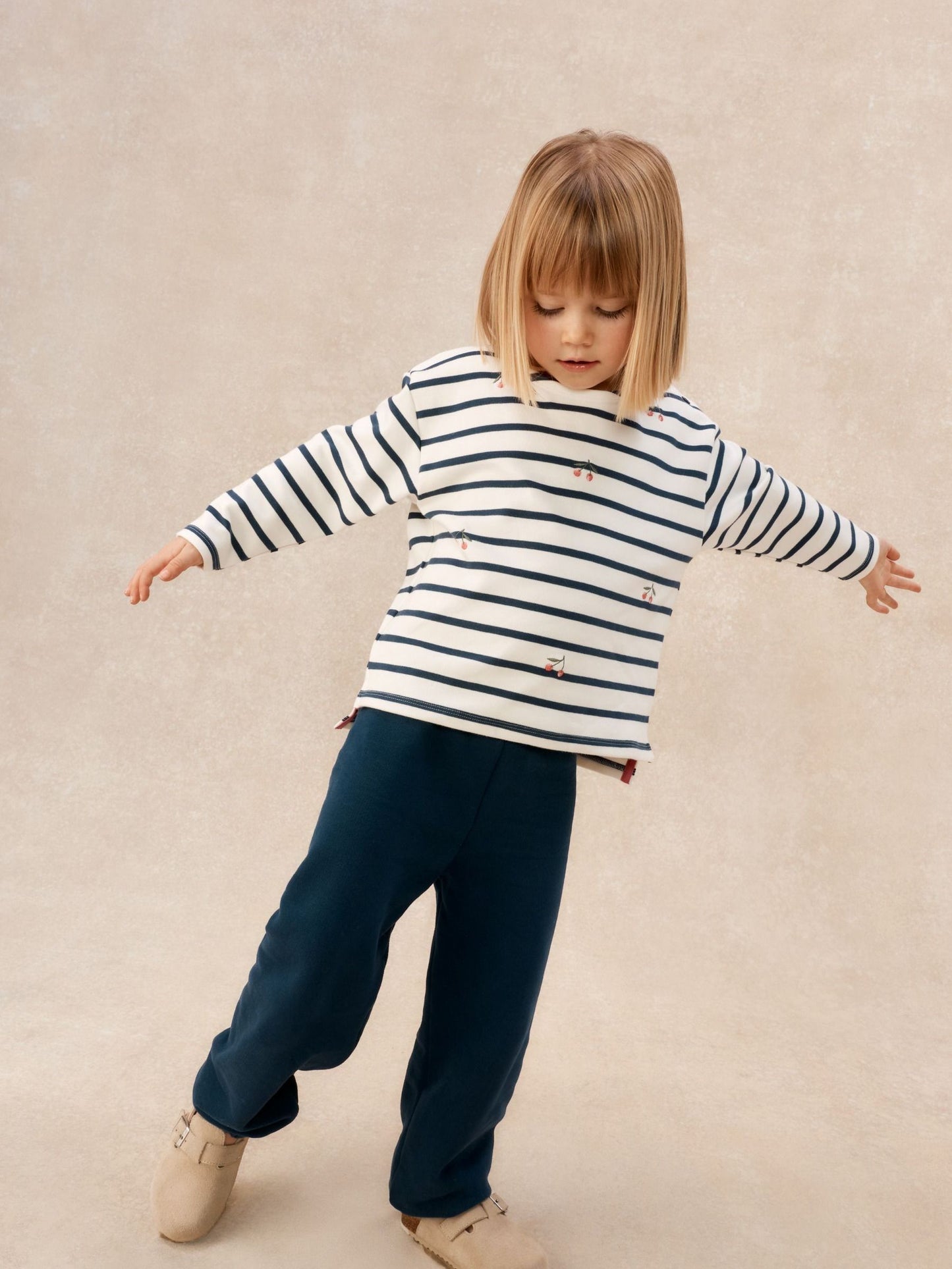 The White Company Blue Cotton Blend Breton Cherry Top & Joggers Set image 1