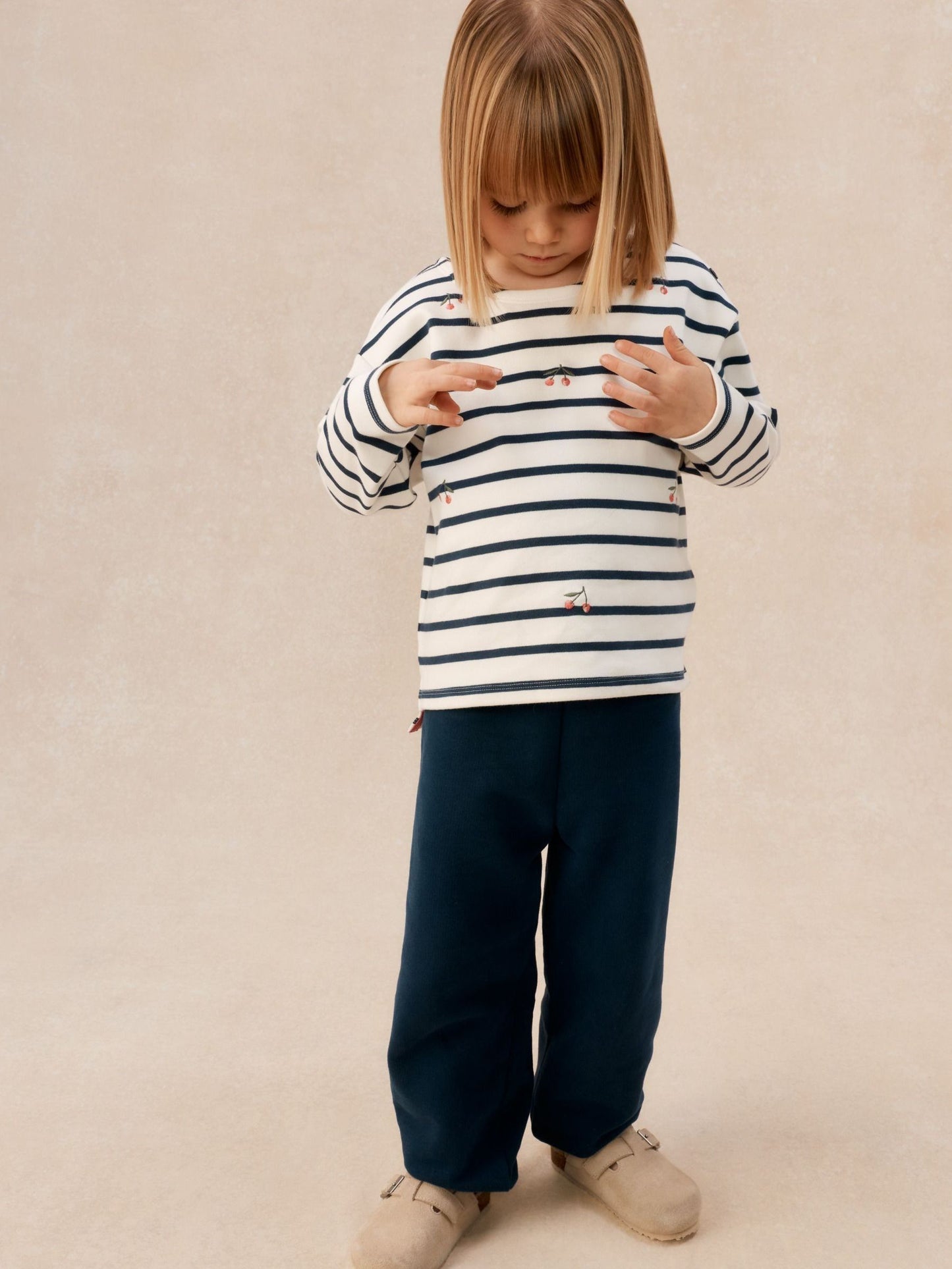 The White Company Blue Cotton Blend Breton Cherry Top & Joggers Set image 2
