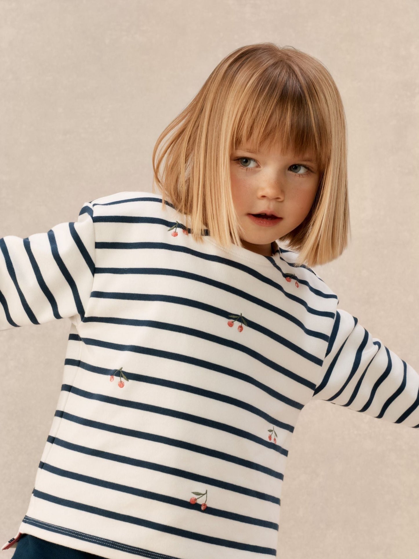 The White Company Blue Cotton Blend Breton Cherry Top & Joggers Set image 3