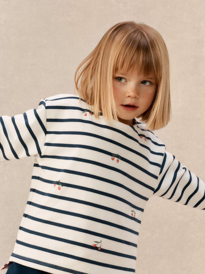 The White Company Blue Cotton Blend Breton Cherry Top & Joggers Set image 3