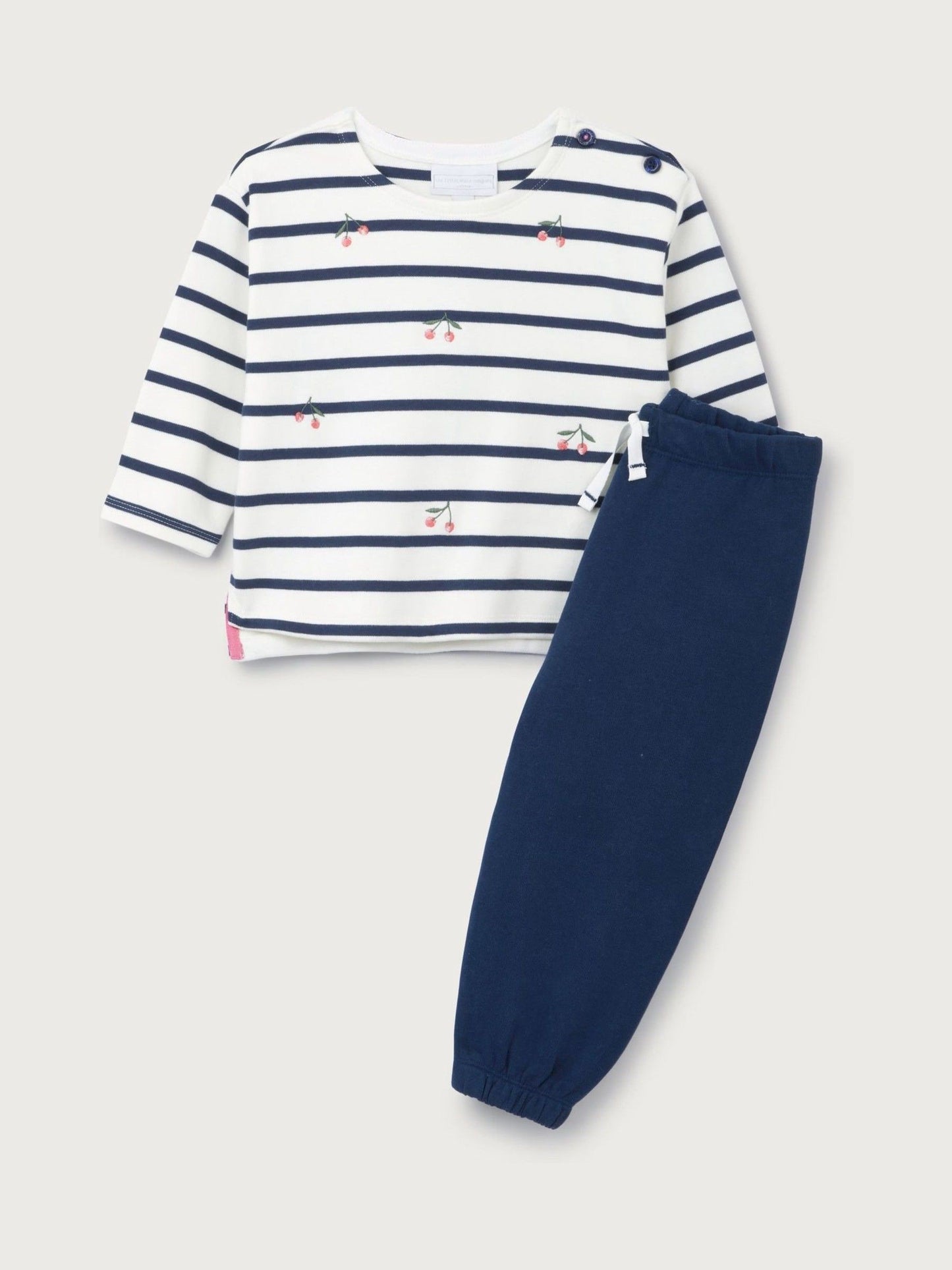 The White Company Blue Cotton Blend Breton Cherry Top & Joggers Set image 5