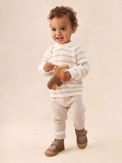 The White Company White Cotton Stripe Jumper & Leggings Set image 1