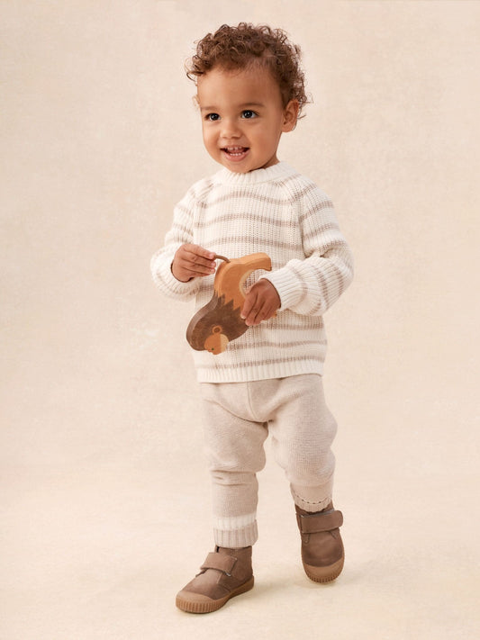 The White Company White Cotton Stripe Jumper & Leggings Set image 1