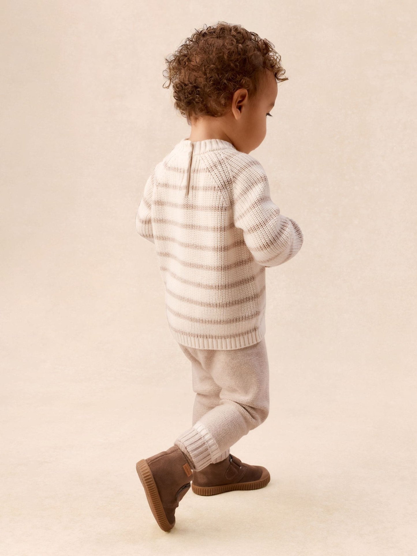 The White Company White Cotton Stripe Jumper & Leggings Set image 4