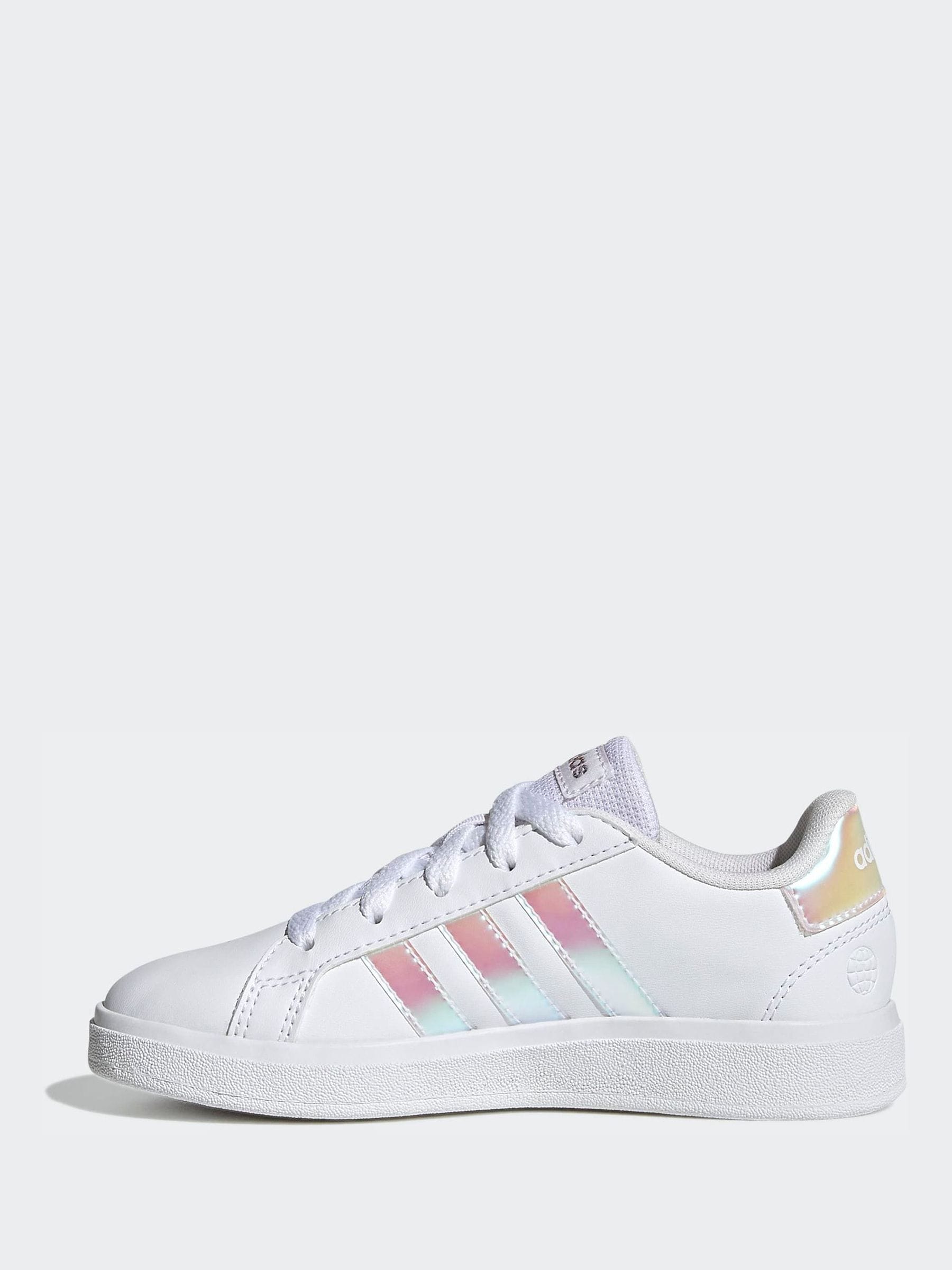 adidas White Grand Court Lifestyle Lace Tennis Shoes image 2