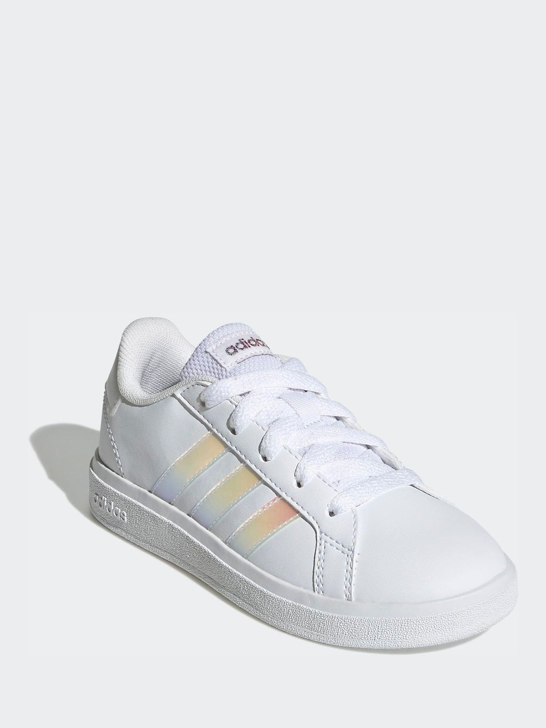 adidas White Grand Court Lifestyle Lace Tennis Shoes image 3