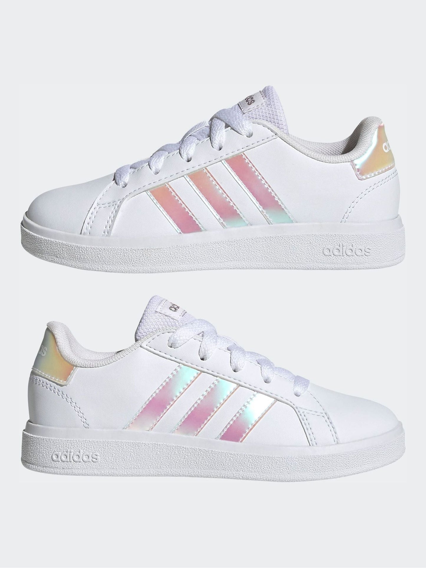 adidas White Grand Court Lifestyle Lace Tennis Shoes image 5