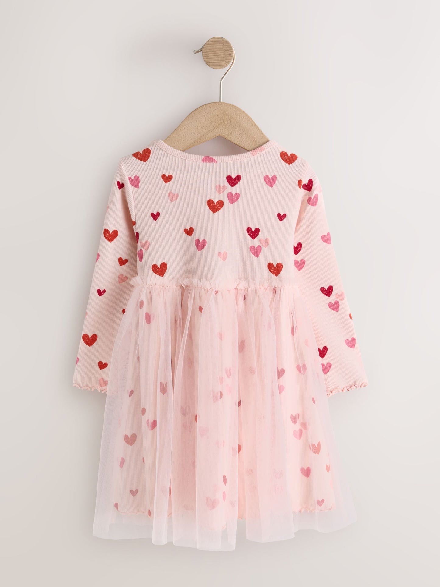 Dsiney Kidz - Pink Hearts Long Sleeve Ribbed Mesh Party Dress (3mths-7yrs) image 6