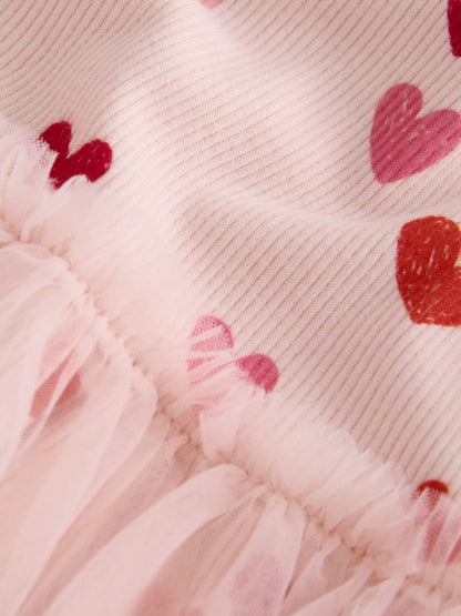 Dsiney Kidz - Pink Hearts Long Sleeve Ribbed Mesh Party Dress (3mths-7yrs) image 7
