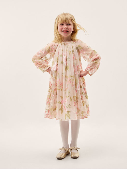 Monsoon Pink Azalea Floral Embroidered Long Sleeve Dress image 1