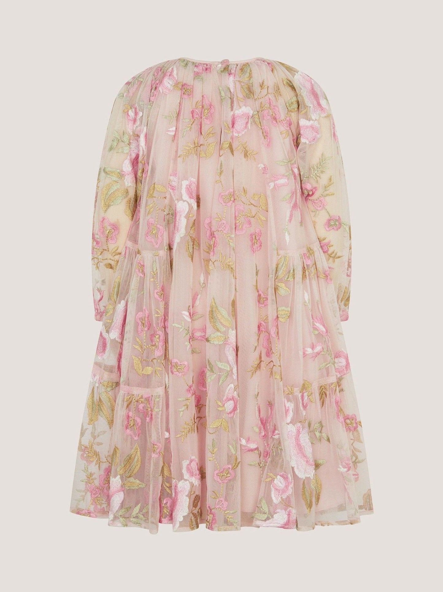 Monsoon Pink Azalea Floral Embroidered Long Sleeve Dress image 3
