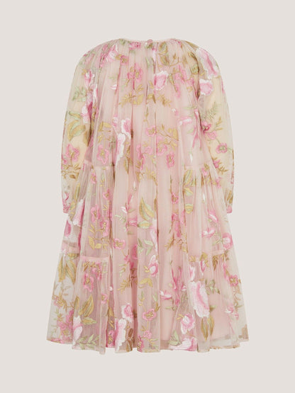 Monsoon Pink Azalea Floral Embroidered Long Sleeve Dress image 3
