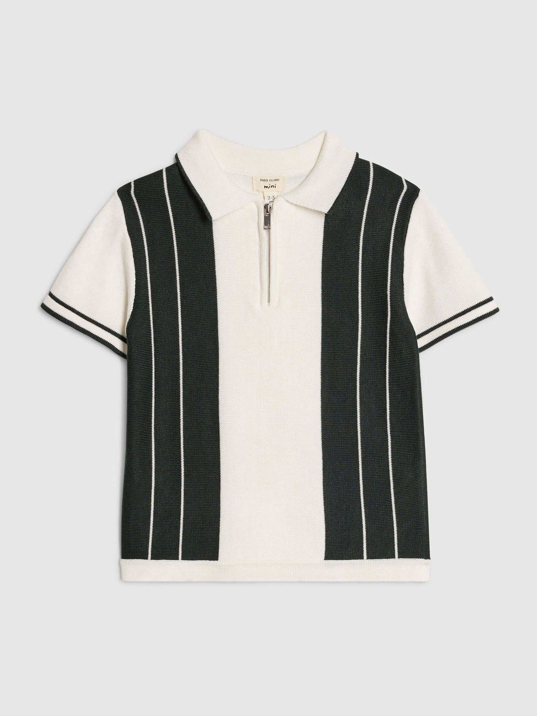 Dsiney Kidz - River Island White/Green Stripe Polo Shirt image 1