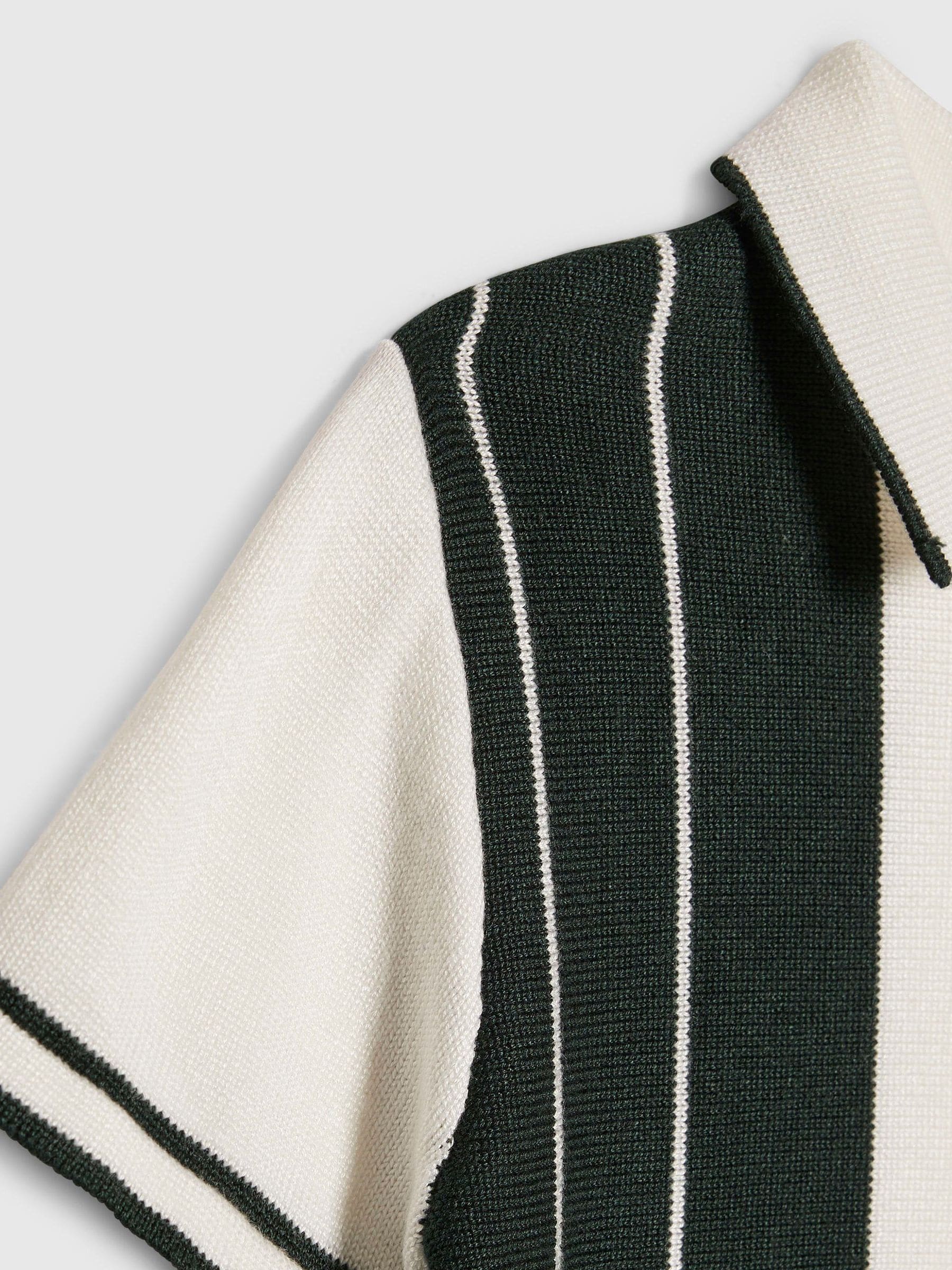 Dsiney Kidz - River Island White/Green Stripe Polo Shirt image 3