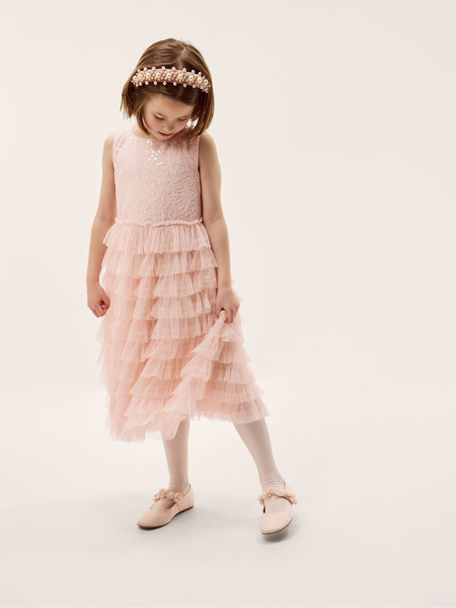 Monsoon Pink Taylor Sequin Lace Tiered Party Dress image 1