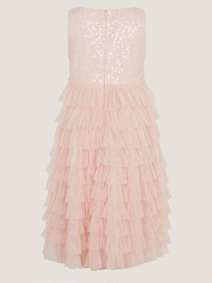Monsoon Pink Taylor Sequin Lace Tiered Party Dress image 3