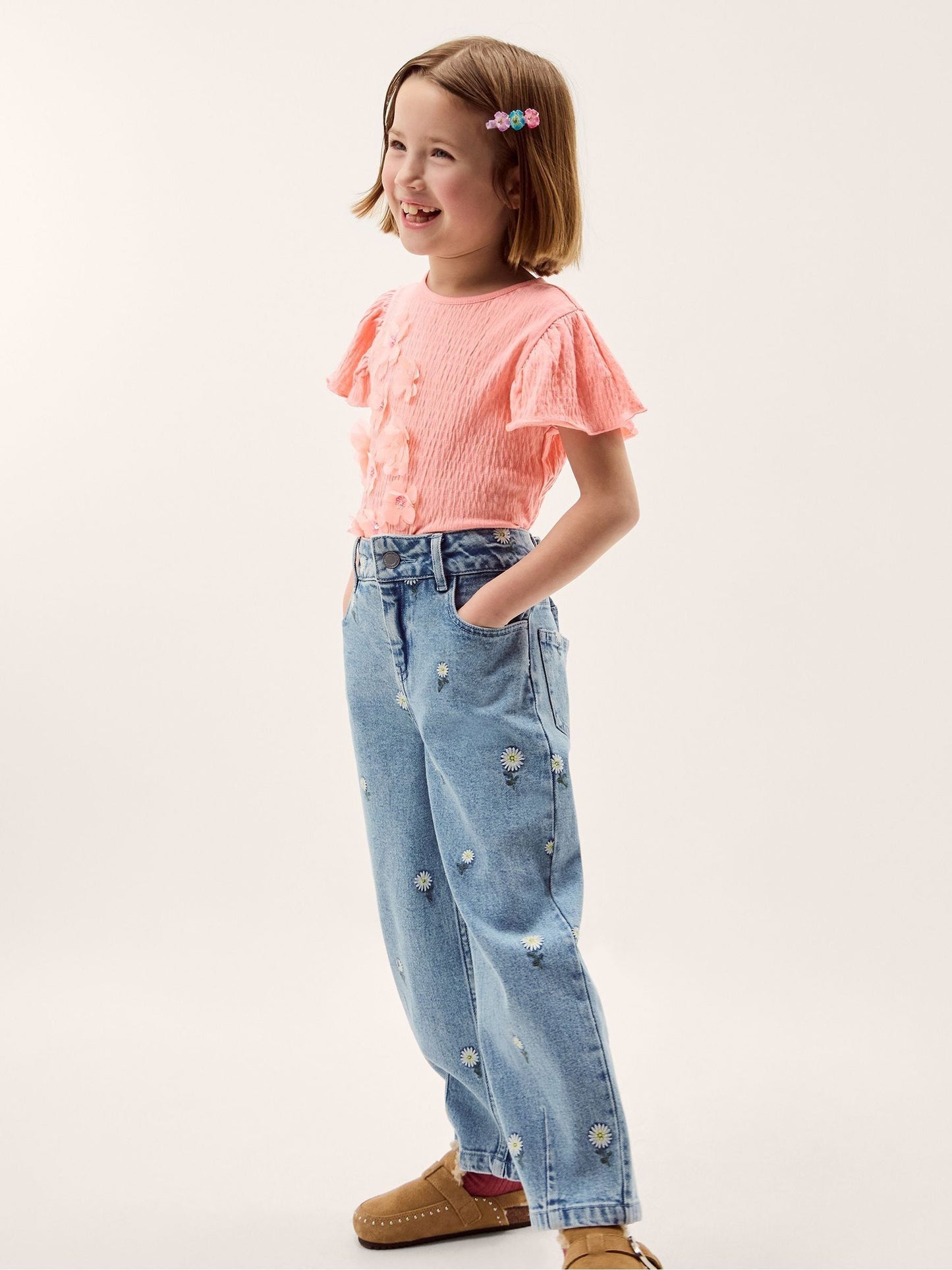 Dsiney Kidz - Monsoon Blue Daisy Embroidered Barrel Jeans image 1
