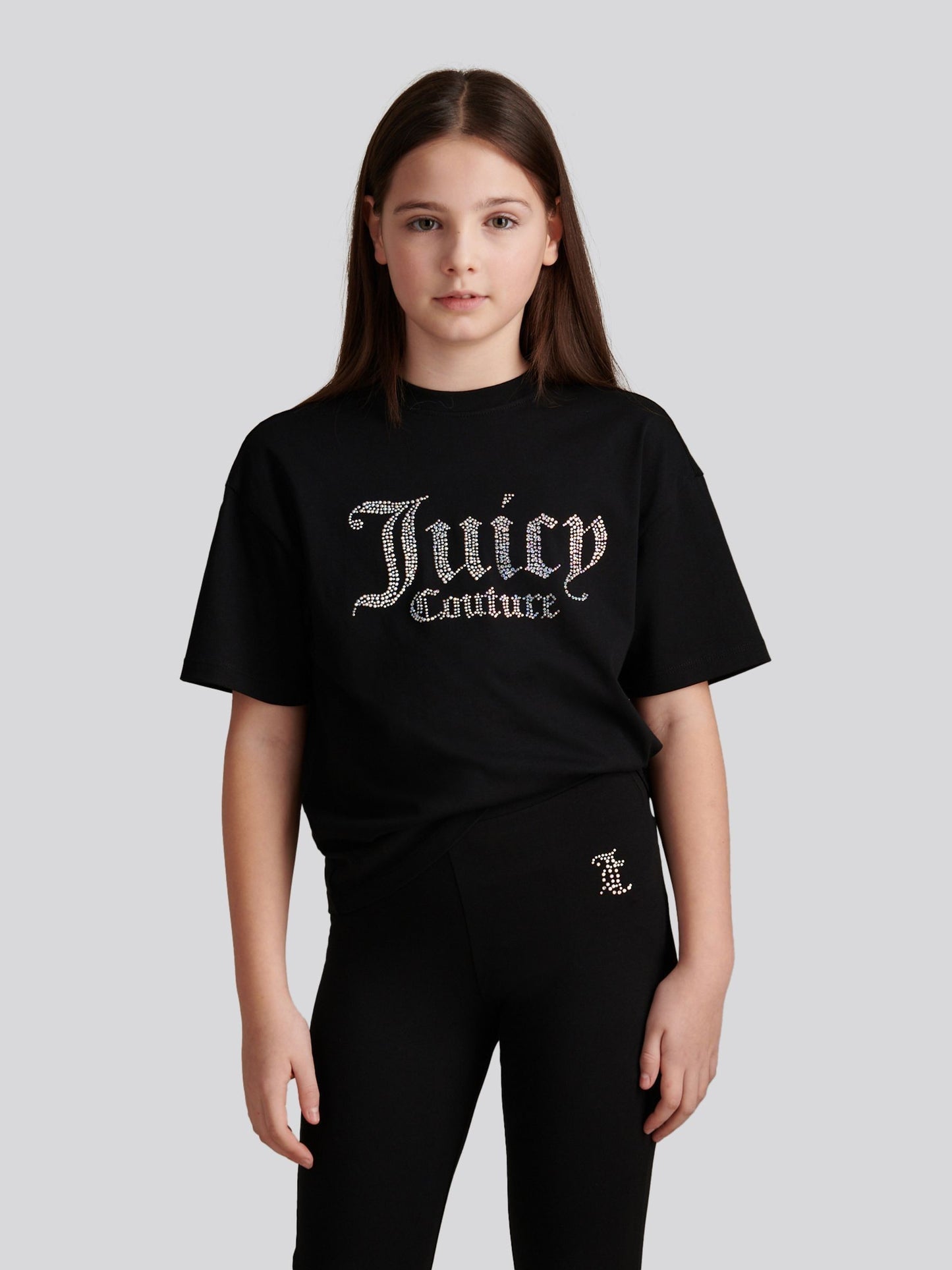Dsiney Kidz - Juicy Couture Black Diamante T-Shirt & Flared Leggings Set image 1