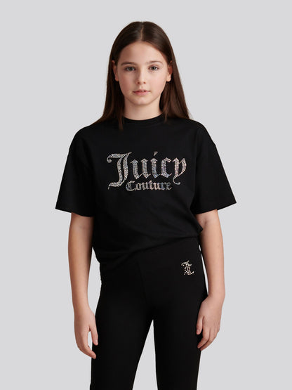 Dsiney Kidz - Juicy Couture Black Diamante T-Shirt & Flared Leggings Set image 1