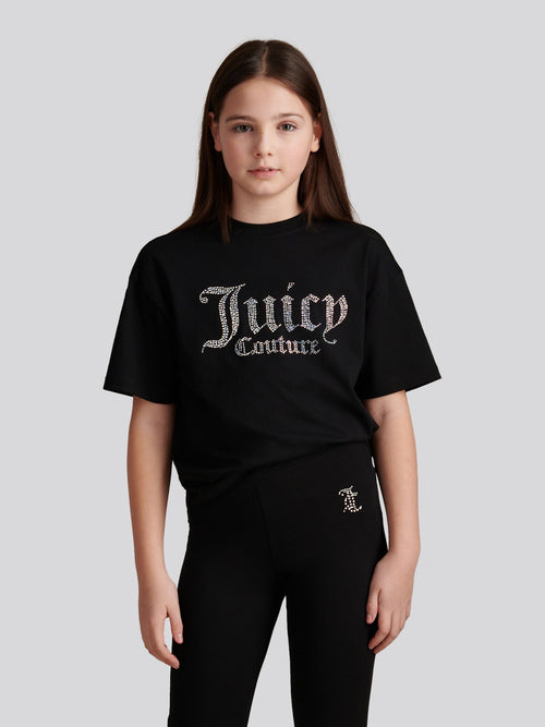 Dsiney Kidz - Juicy Couture Black Diamante T-Shirt & Flared Leggings Set image 1