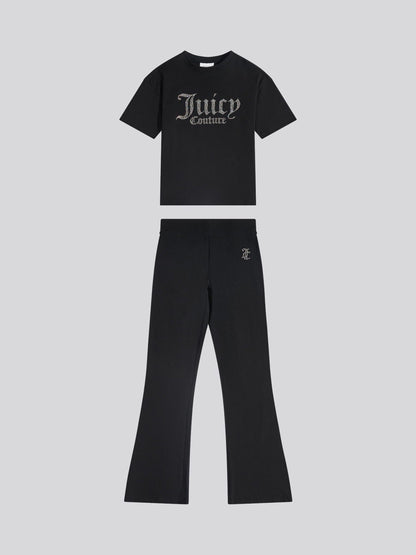 Dsiney Kidz - Juicy Couture Black Diamante T-Shirt & Flared Leggings Set image 7
