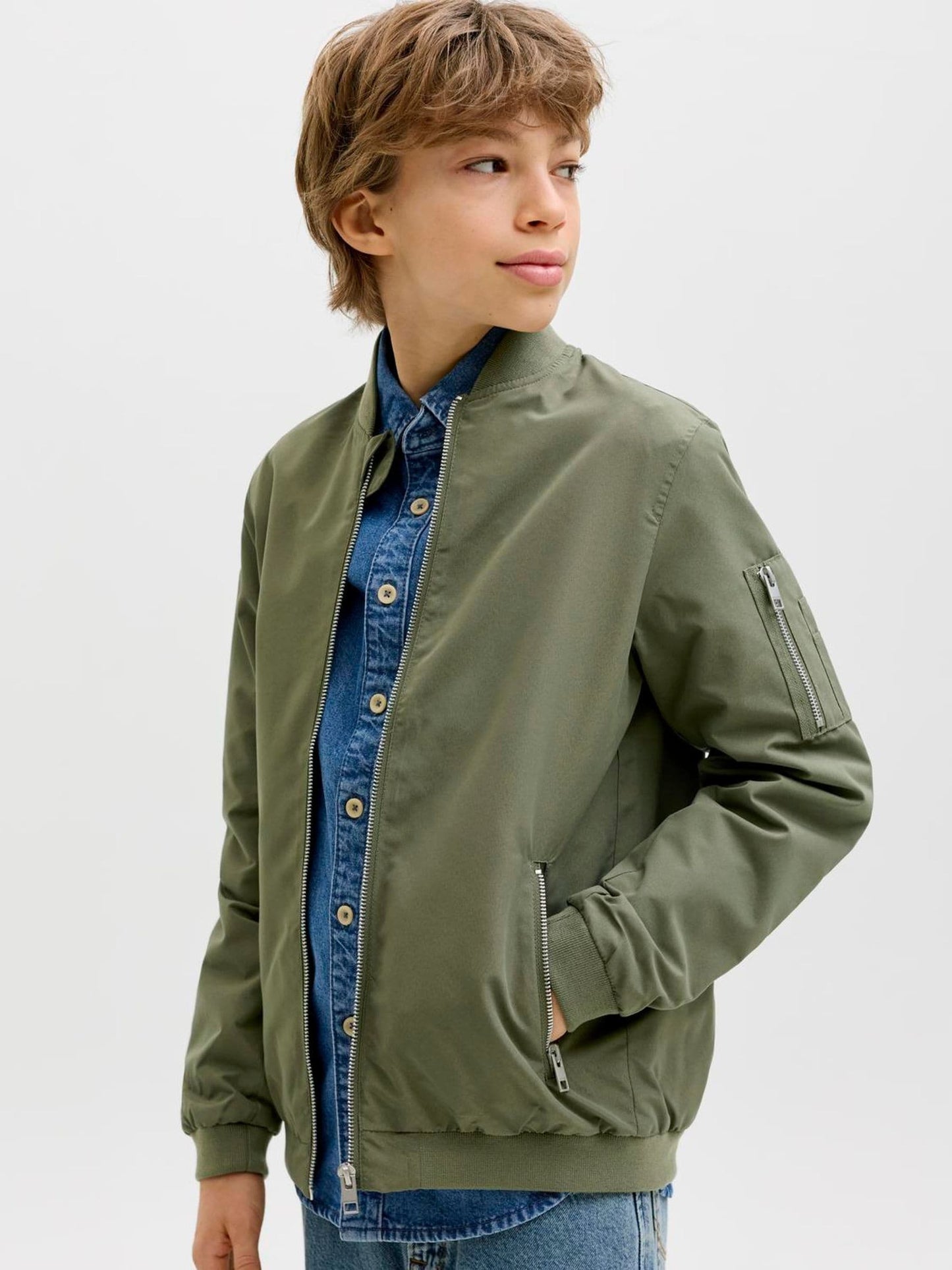 Dsiney Kidz - JACK & JONES JUNIOR Green Light Weight Bomber Jacket image 3