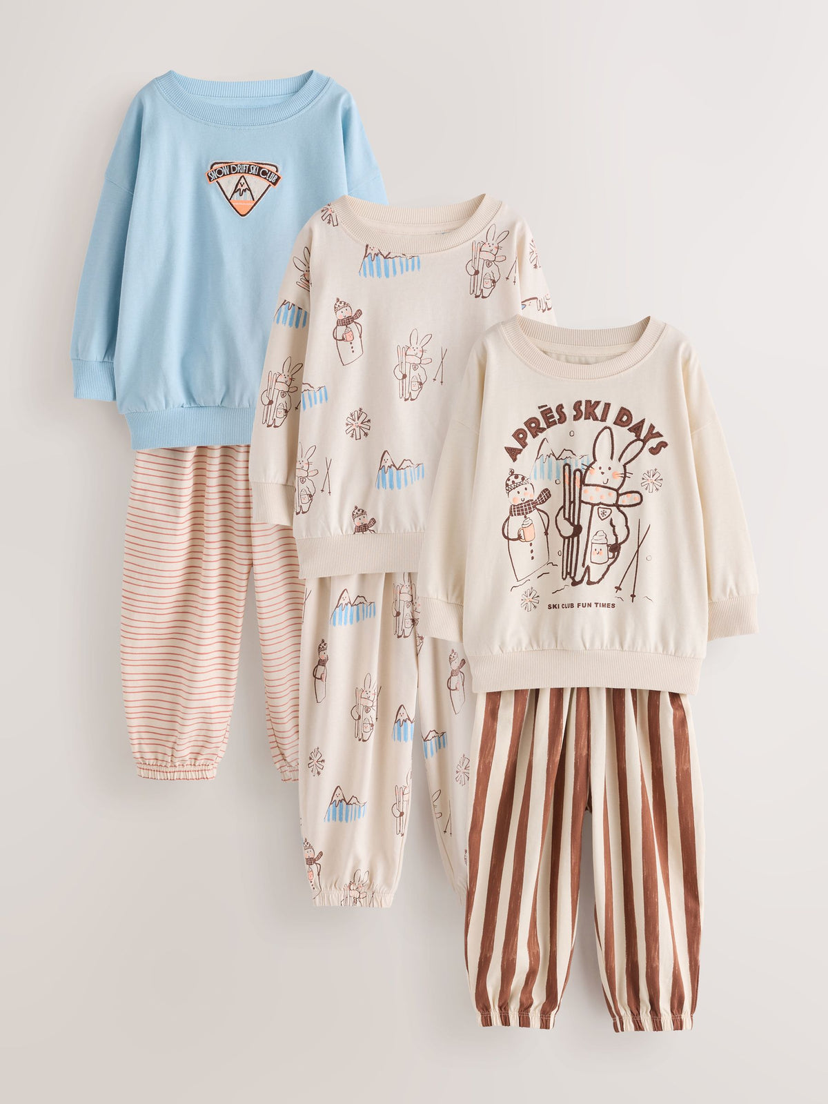 Dsiney Kidz - Blue/Ecru Cat/Floral Jogger Pyjamas 3 Pack (9mths-12yrs) image 1
